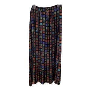 Vintage Solitaire Size 10 Multicolored Geometric Print Maxi Skirt With Side Slit